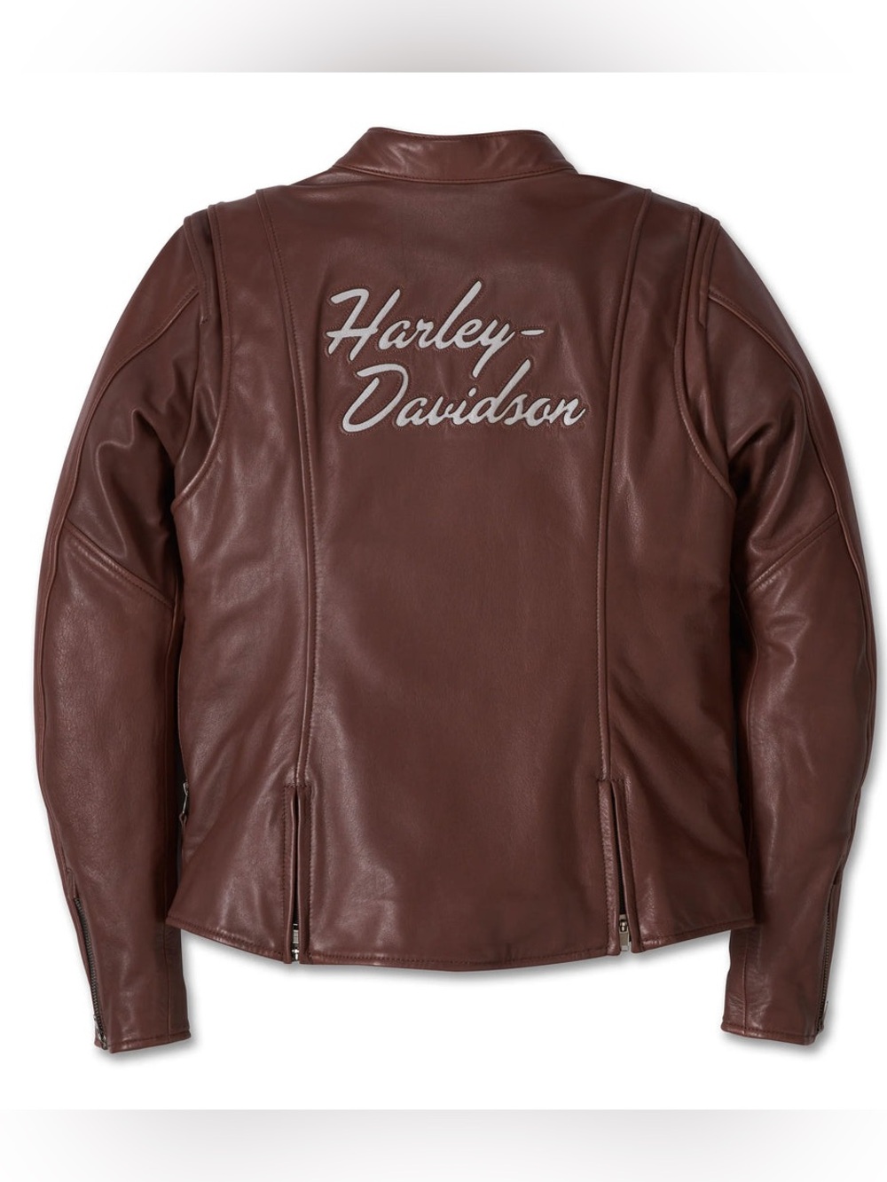 Harley Davidson Linden Brown Cow Leather Embroidered Biker Riding Moto Jacket M
